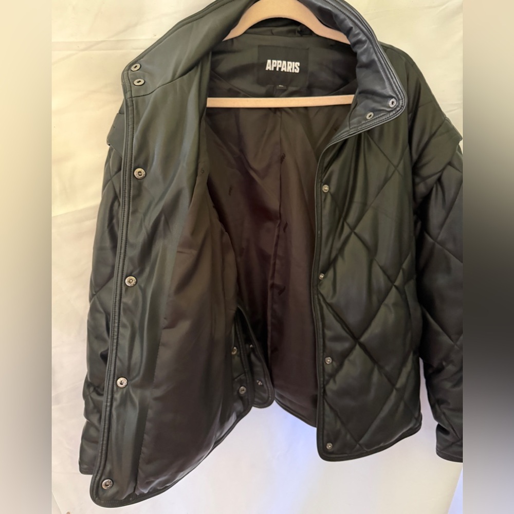 Apparis Quilted Faux Leather Black Jacket - Picture 12 of 12